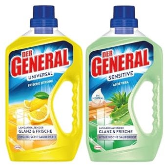 Der General Universal & Sensitive Allzweckreiniger - Ausprobierpaket bestehend aus 2 Artikeln - Frische Zitrone & Aloe Vera - Universalreiniger für hygienische Sauberkeit - je 750 ml