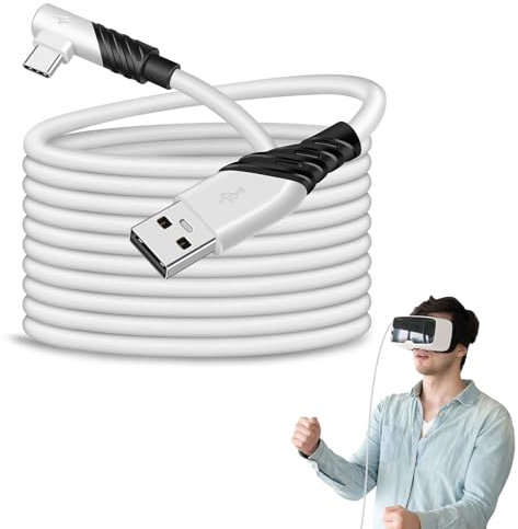 Link Cable 5M Compatible with Oculus Meta Quest 3/3S Quest 2 /Pro/Pico 4/Pico 4 Ultra PC VR Headset Charger Cable Long for PC/Steam VR 60W USB 3.2 A to Type-C 5Gbps High Speed PC Data Transfer Cord