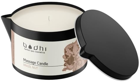 Bodhi® Massagekerze LUXURIÖS BRASILIANISCHE NUSS 95g, Massageölkerze aus 100% Kokoswachs, Erotische Paarmassage und intensive Körperpflege, Vegan & Bio
