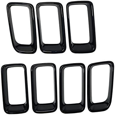 7 pezzi compatibili for Jeep Compass 2011-2016 ABS nero lucido griglia anteriore foro di sfiato telaio trim