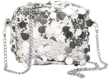 JABALUX Modische Damen-Handtasche mit Pailletten-Detail, Glitzer, Abendtasche, Kettenriemen, Schultertasche, Crossbody-Taschen