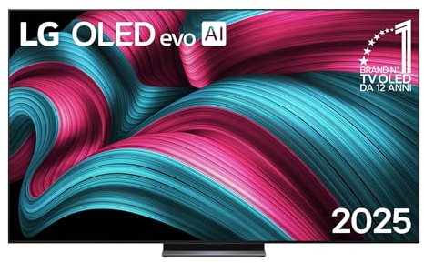 LG OLED evo AI C5 TV 83 pollici, Smart TV 4K, Processore α9 Gen8, Brightness Booster, webOS con AI, Dolby Vision e Atmos, Gaming con VRR e GSYNC 4K@144Hz, OLED83C54LA 2025