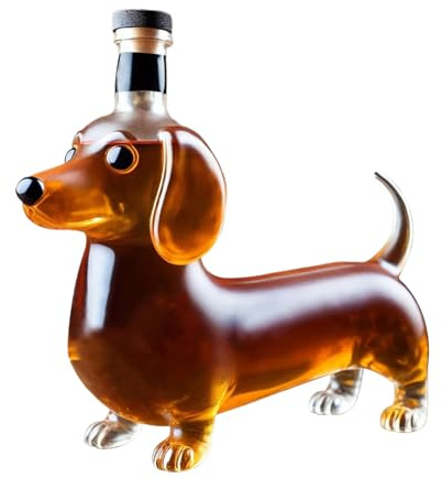 Whiskey-Flasche mit Dackel-Motiv, Dackel-Form, Glasflasche, Tierstatue, Dekoration, dekorativer Dekanter, Weinbehälterspender, Ornament für Esszimmer, Restaurant, 16,35 x 17 cm