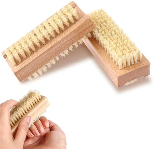 2er-Pack nagelbürste,stark und leistungsstark handbürste,handbürste nagelbürste,handwaschbürste,nagelbürste holz,Scheuerbürste zum Reinigen von Schmutz und Ölflecken unter den Nägeln,Pflegebürste