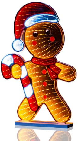 The Christmas Workshop Gingerbread Man Infinity Light/Double-Sided Multi-Coloured Christmas Light / 5 Metre Lead Wire / 60cm Height (74339)