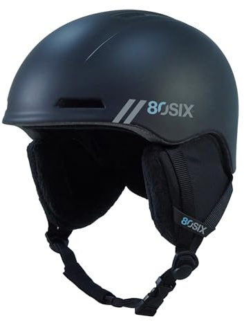 80SIX Skidhjälm män kvinnor unisex snösporthjälm med ventiler avtagbara öronkuddar EPS-skum PC-skal för skidåkning snowboard vuxna ungdom (svart matta, L/XL)