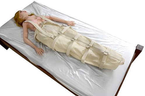 Honeylust - Bondage Beinfessel, extra schwerer Fesselsack – Klinik Fessel Set mit 7 Metallschnallen & Schultergurten für Psychiatrie ABDL Fetisch & BDSM Fußfessel Heavy Duty