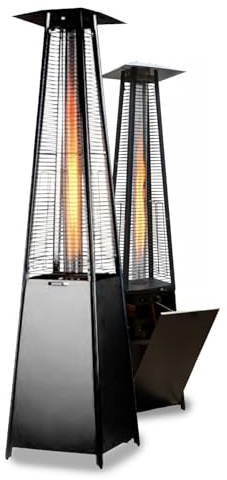 Wintem - Gasheizstrahler Aura für den Außenbereich, Pyramide, schwarz, 12 kW, mit Piezo-Zündung und verstellbarem Thermostat, für Terrassen und Gärten, Betrieb mit LPG- oder Butangasflasche, modernes