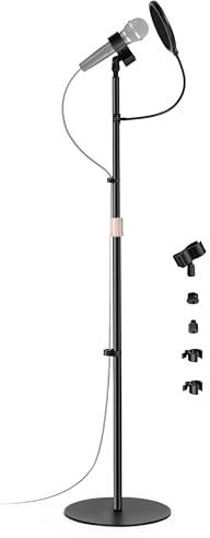 Microphone-Floor-Stand,Detachable Height 80cm to 160cm Mic-Stand for Blue Yeti HyperX QuadCast SM58 Samson Q2U Fifine K669B Pyle Microphones,for Stage, Studios, Kids, Singing,Performance