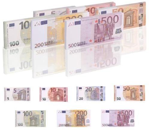 TXXATX 210 Pièces Feuilles Prop Money Contient 7 Valeurs Euro | 5/10/20/50/100/200/500 Monnaie Factice, Argent de Jeu Billets, pour Accessoires de Magie, Monnaie de Film, Tournage