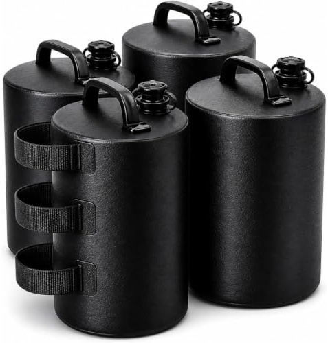 4er Set Wassergewicht Taschen für Partyzelte - Stabile Zeltgewichte für Pop-Up Zelt - 10 bis 50 Liter - Schwarz (30)