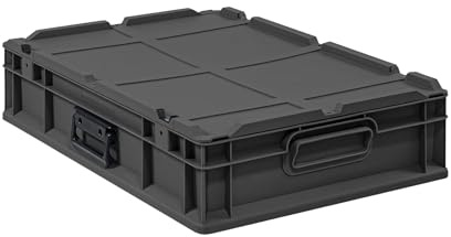 PROREGAL Eurobox NextGen Portable | HxBxT 13,5x40x60cm | 23 Liter | Schwarz | Eurobehälter, Transportbox, Transportbehälter, Stapelbehälter