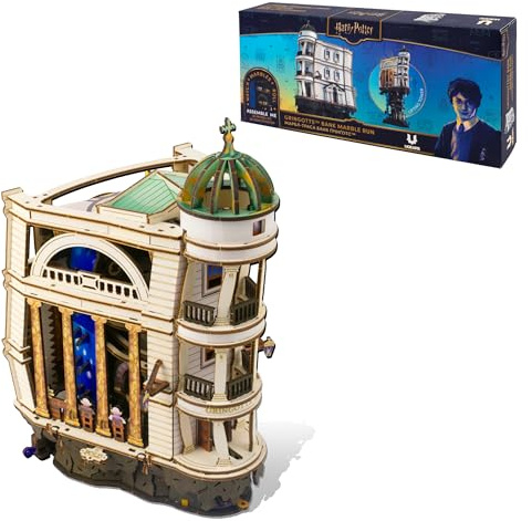 UGEARS Harry Potter Gringotts Bank Murmelbahn Holzpuzzle Erwachsene 3D - Motorisierter Modellbausatz Erwachsene mit LED Licht, DIY kreative Geschenkidee 3D Puzzle Modellbau und Bausätze für Männer