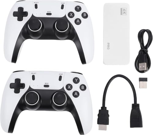 Generico Console di Gioco PRO 4K con 2 Controller Wireless, Bianco e Nero, Include Cavo HDMI, USB e Ricevitore