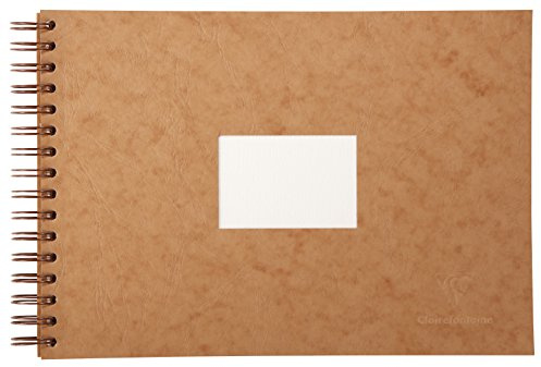 Clairefontaine 96065C Reisealbum mit Doppelspirale Aquarellpapier Feinkörnig, Din A4, 21 x 29.7 cm, 25 Blatt, 300 g Packung, weiß havanna