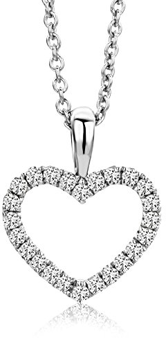 Miore Damen Herz-Anhänger, weiß-gold Diamant, mit Erbskette von 45 cm
