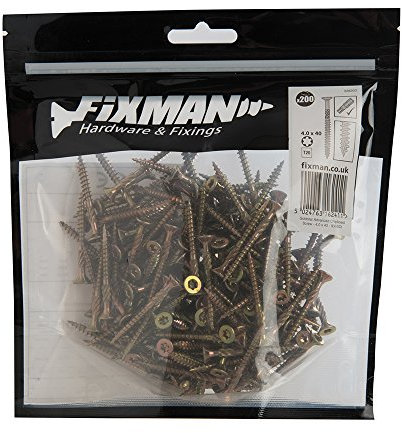 Fixman 936303 Tornillos para Madera Aglomerada, Oro, 4 x 40mm
