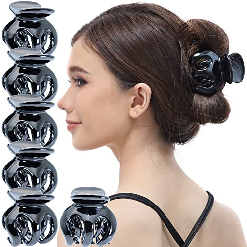 RC ROCHE 6 Stück Kürbis Haarklammer Oktopus für Damen Haarspange Haarklammern mit Ineinandergreifenden Zähnen Festem Griff Spinne Hochwertiger Klaue Klemme Mädchen, Groß Schwarz