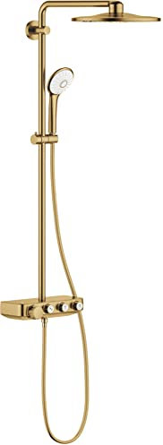Grohe Sistema doccia SmartActive 310 multijet THM Duo rotondo, termostato incorporato, 3 getti, sistema anticalcare, serie Euphoria, 59,6 x 31 x 110 cm, colore oro spazzolato (Rif. : 26507GN0)
