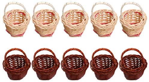 NUOBESTY 10Pcs Mini Korb Vintage Wicker Möbel Rattan Korb Puppenhaus Versorgung Decor Waschen Lagerung Korb Miniatur 1: 12 Zubehör