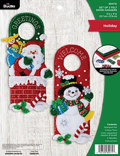 Bucilla Felt Door Hanger Applique Kit Set of 2-Holiday