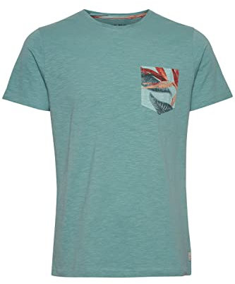 Blend BHTrop Herren T-Shirt Kurzarm Shirt Basic Print mit Rundhalsausschnitt, Größe:S, Farbe:Mineral Blue (164712)