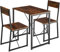 tectake Sitzgruppe 3-teilig im Industrie-Design, Essgruppe für 2 Personen aus Holz + Metall, Esstisch mit 2 Stühlen, für Esszimmer Küche, schwarzes Metallgestell (Industrial Dunkelbraun)