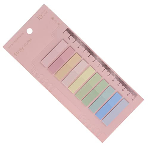 Sticky Notes mit Lineal,moinkerin 200 Stücke Haftnotizen Tabs PET Mehrfarbig für Lesezeichen,Studieren,Büro,Schulplaner Memo