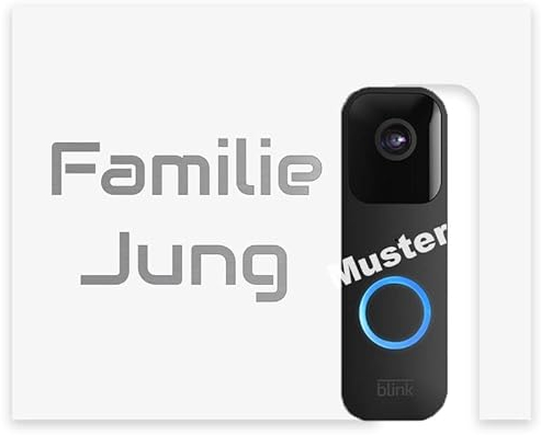 Jung Edelstahl Design Modernes V2A Edelstahl Türschild optimiert für Blink Doorbell Klingelschild 20x16 cm Haustürschild mit Hausnummer und Namen individuell personalisierbar (Weiß RAL 9016)