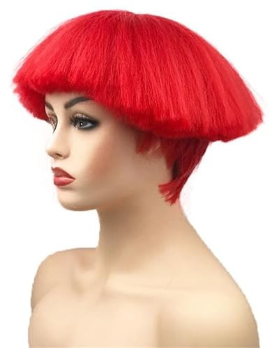 Short Bob Synthetic Wig Hairstyle Red Bowl Haircut Red Black Blonde White Wigs 113 22inches