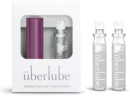 Überlube Travel Lube | Persönliches Silikon Gleitgel Vitamin E | Duftfrei, Geschmacksneutral, Keine Rückstände, Funktioniert Unter Wasser – 15 ml Aubergine Kit + Zwei Nachfüller (insgesamt 45 ml)