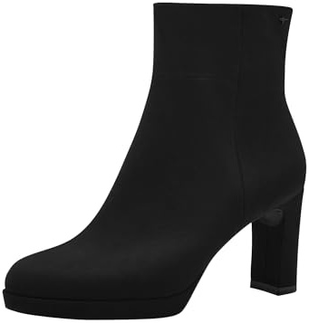 Tamaris Damen Absatzstiefelette Textil Blockabsatz Vegan; BLACK, EU 38