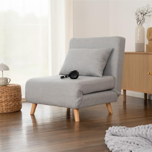 Home Deluxe - Schlafsessel Snooze - Farbe: Grau, Webstoff, 3 in 1 Design: Nutzbar als Sessel, Lounge oder Bett I Klappsessel Klappbett Sesselbett, 58908