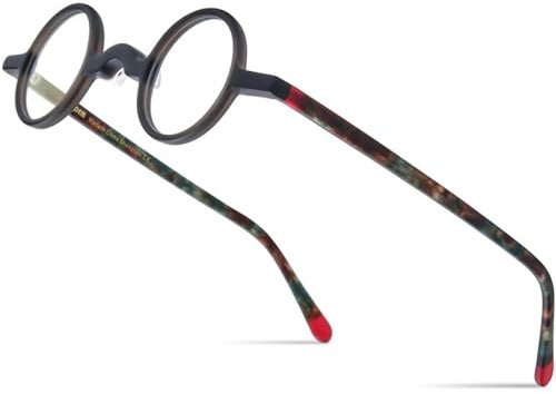 MUTYNE Mattes Acetat-Brillengestell für Herren, kleine runde Brillen, Damen-Retro-Brillen, mattschwarz, Einheitsgröße