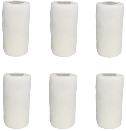 6 Rollen Selbstklebender Verband 10cm X 4.5m Selbsthaftende Bandage Elastische Binde Wundverband Fixierbinde für Knie Handgelenk und Sprunggelenk Weiß