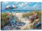 ZQQART Strand Leinwandbild Meer Fahrrad mit Blumen Gemälde Drucke Küstenlandschaft Bild Kunstwerk für Badezimmer Dekor Rahmen(Strand 3,60x90cm)