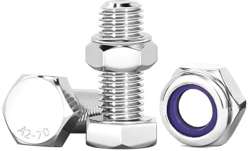 Drenky Dado Autobloccante M10 Viti in Acciaio Inox M10 X 16 mm Esagonale Bulloni E Dadi Set Acciaio Inox A2 V2A Set Di Viti Esagonali Per Macchinari, Mobili, Biciclette, Stampa 3D, 10 Pezzi