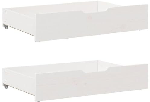 vidaXL Under-Bed Drawers - 2pcs Storage Boxes, White Pine Wood, 80x55x16 cm, 20kg Capacity Each - Sliding Drawer with Wheels, Bedroom Storage Solution