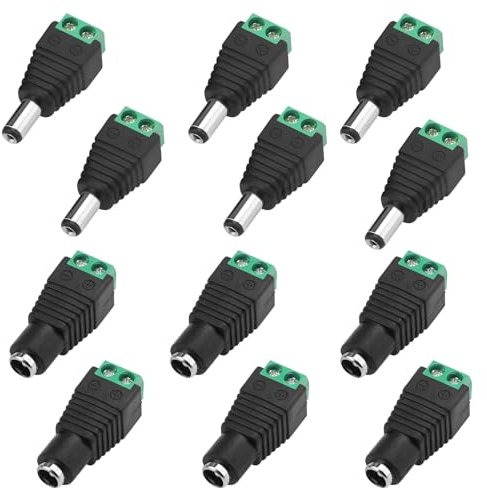 Beiyan 12 Stück DC Stecker 5,5 x 2,1 mm, Männlich und Weiblich DC-Stecker Buchse Netzadapter für CCTV-Kamera, LED Leiste leuchtet, Hohlstecker Buchse, DC Adapter(6 x DC Buchse, 6 x DC Stecker)