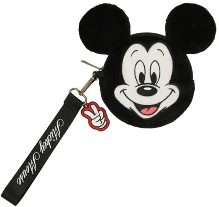 Disney Mickey Mouse Pochette pour pièces de monnaie 12,1 cm, Tête de personnage Mickey Mouse noire, Taille unique