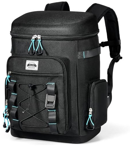 YULEEE Kühlrucksack Groß Wasserdicht Isoliert 30L Kühltasche Rucksack Picknickrucksack Weiche Kühler für Essen & Getränke für Strand/Picknick/Camping, Schwarz