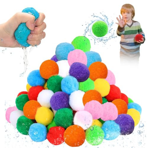 54 Stück Wasserbomben Wiederverwendbar, Softball Wasserbomben, Baumwoll Wasserbomben, Splash Wasserbälle für Kinder Erwachsene, Wasserbomben Bälle für Sommer im Freien Strandparty