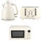 Salter Retro Cream Kettle, Toaster & Microwave Set – 1.7L Rapid Boil Kettle, 4-Slice Toaster, 6 Browning Levels, Safety Features, 20L Digital Microwave with 8 Presets, 25.5 cm Glass Turntable