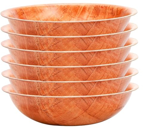 Joygoodta Ensaladera de madera, 6 piezas/juego de ensaladera de madera, 10 pulgadas, redonda, apilable, natural, herramientas de cocina rústicas para frutas y verduras