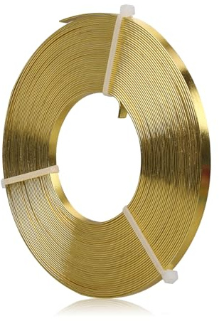 Alambre plano de aluminio de 10 m, 5 x 1 mm, alambre plano de aluminio suave y flexible para manualidades, fabricación de joyas, modelado, agarrar piedras y proyectos de bricolaje (dorado)