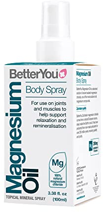 BetterYou Magnesium Supplement, High Strength Magnesium Oil Spray | Natural Vegan Magnesium Chloride Liquid for Sleep, Muscle Recovery Use for Feet and Legs, 600 Sprays, Made in UK