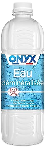 Onyx - Eau Déminéralisée - Fer à Repasser, Lisseur à Vapeur, Décolleuse à Papier Peint, Auto - 100% d’Ingrédients d’Origine Naturelle - Fabrication Française - 1L - Sans Parfum