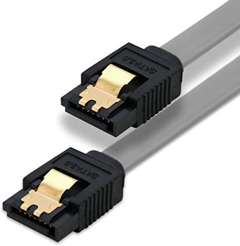 BIGtec 0,3m SATA Kabel S-ATA III Datenkabel Anschlusskabel grau HDD SSD 6GBit/s Stecker L-Type/L-Type 30cm vergoldet gerade/gerade serial ATA Verriegelung SATA-3