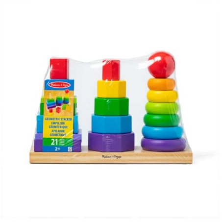 Melissa & Doug Geometric Stacker | Developmental Toy | Motor Skills | Problem Solving | 2+ | Gift for Boy or Girl