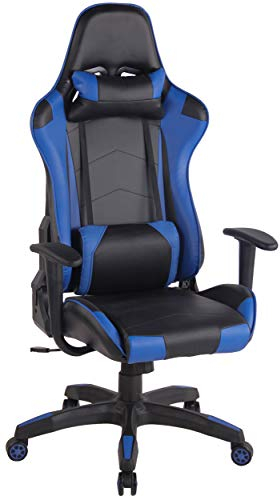 CLP Gaming Bürostuhl Miracle Mit Kunstlederbezug | Höhenverstellbarer Gamingstuhl Mit Leichtlaufrollen Erhältlich, Farbe:schwarz/blau